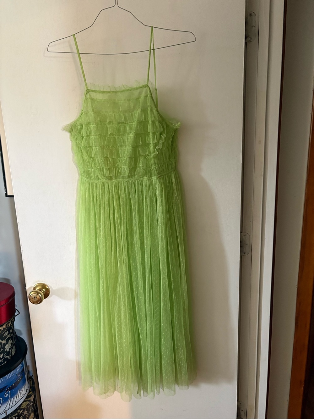 Girls Lime Green Ruffle Tulle Dress